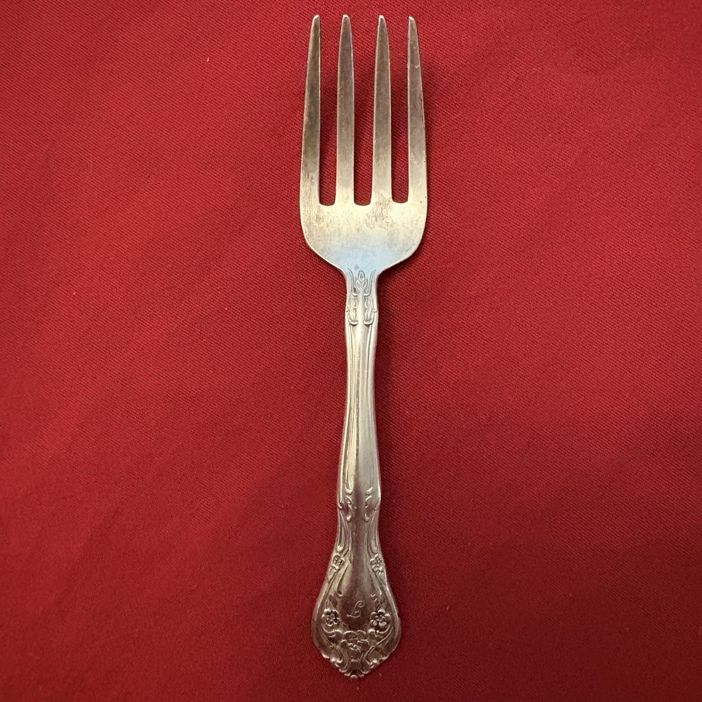 Vintage Alvin Chateau Rose Sterling Silver Baby Fork 4 1/8" Monogram L Floral
